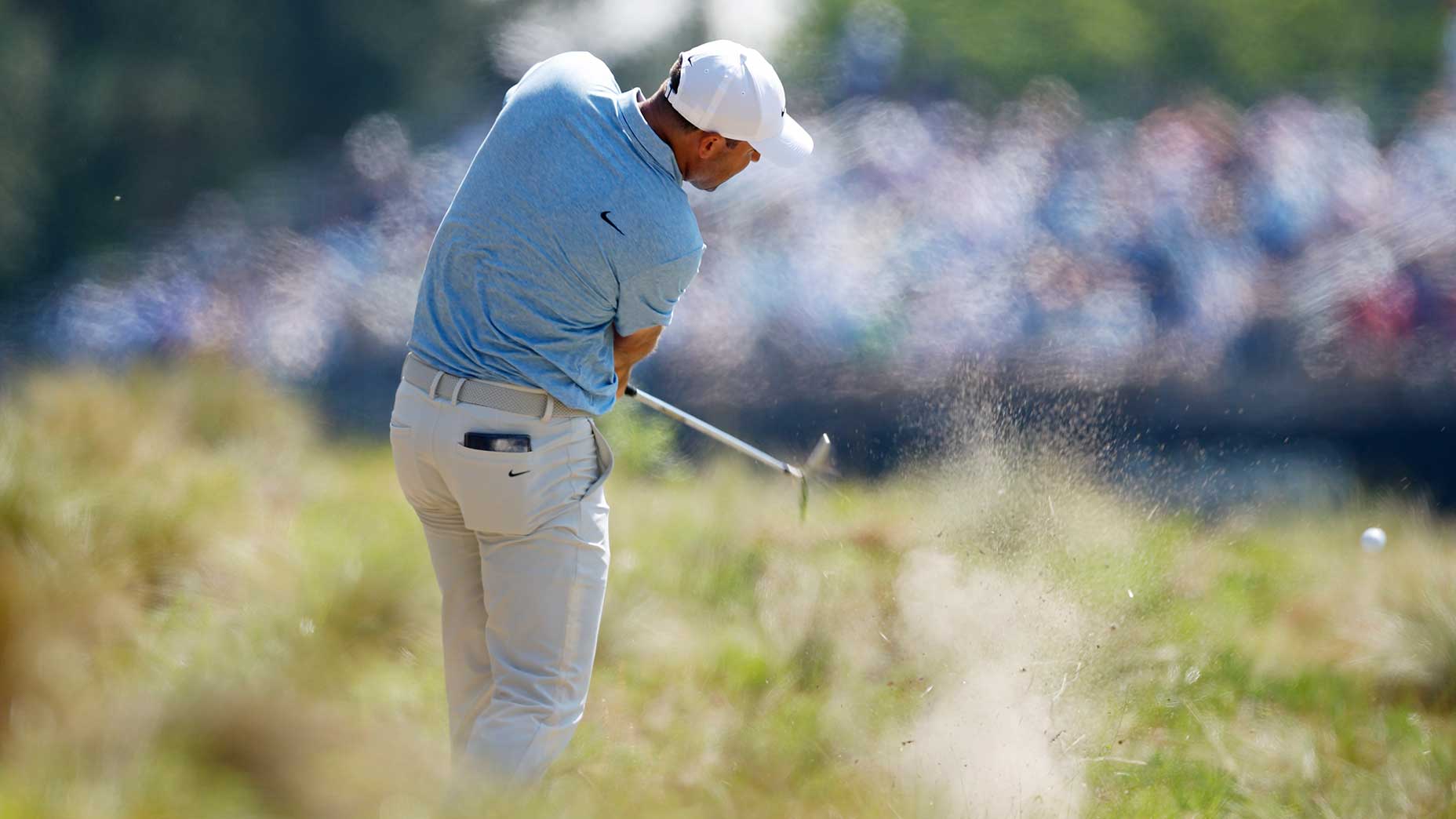 Scottie Scheffler plays an approach during the third round of the U.S. Open on Saturday in Pinehurst, N.C.
