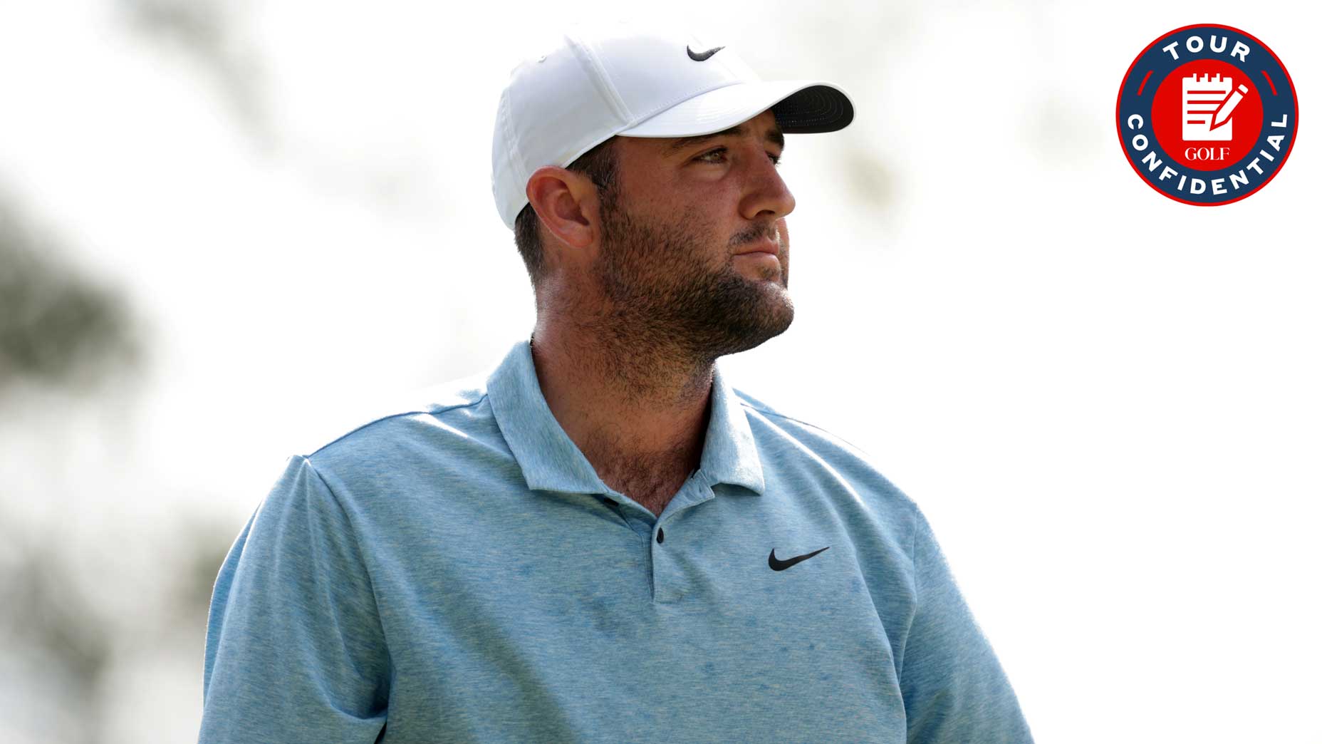 Scottie Scheffler looks on at the Travelers Championship.